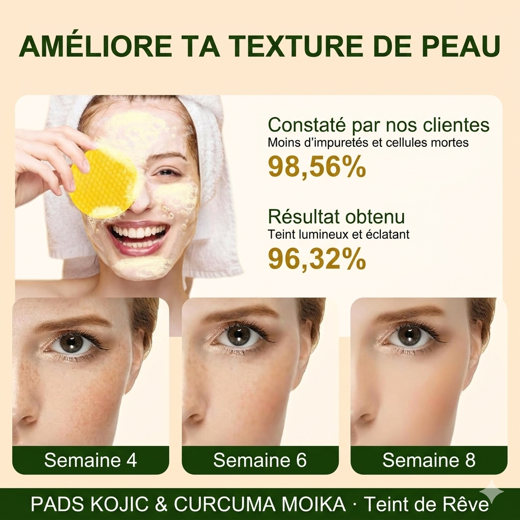 Pads Eclat Anti-Taches au Kojic & Curcuma — 50 soins | Resultats visibles en 7 jours