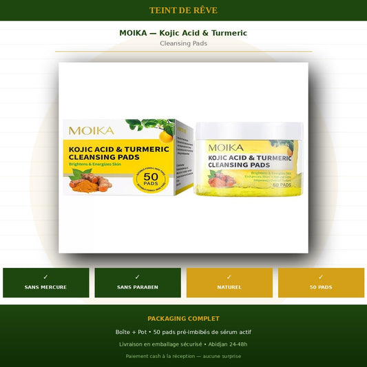 Pads Eclat Anti-Taches au Kojic & Curcuma — 50 soins | Resultats visibles en 7 jours