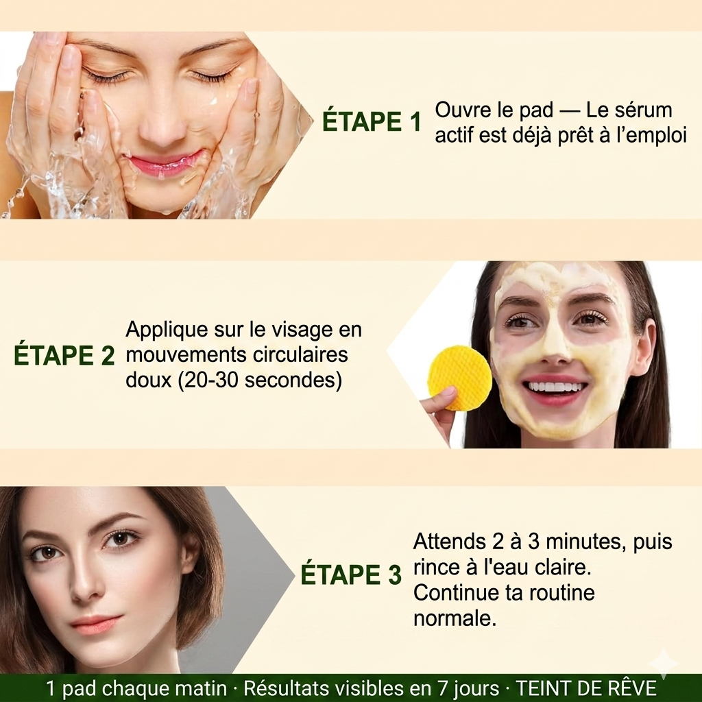 Pads Eclat Anti-Taches au Kojic & Curcuma — 50 soins | Resultats visibles en 7 jours