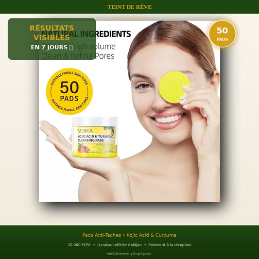 Pads Eclat Anti-Taches au Kojic & Curcuma — 50 soins | Resultats visibles en 7 jours